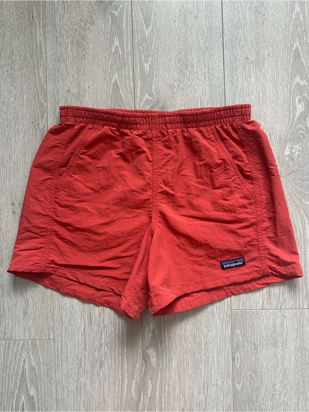 Patagonia Women's Baggies Shorts Elastic Waistband Athletic Red Orange Sz XS